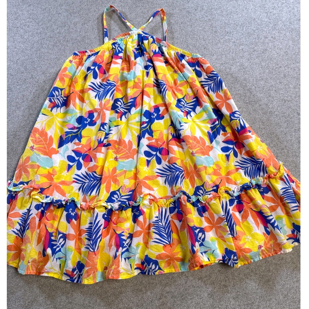 Janie and Jack Girls Tropical Floral Sundress Sz 5 Multicolor Tier Ruffle Summer